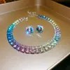 Set de Joyería de Hoja con Incrustaciones de Diamantes y Circonita en Forma de Gota de Agua Transfronterizo Europeo y Americano, Cadena para Clavícula de Lujo Ligero de Alta Gama, Accesorio de Cuello de Moda