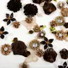 76 Piezas Marrón Hecho a Mano Tela Flor Traje Calcomanía Manualidad DIY Tarjeta Vestido Pasador Decoración Accesorios