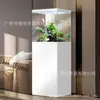 Tanque de Peces Pequeño para Sala de Estar 2026 Nuevo Modelo Tanque de Peces con Filtro Inferior Vidrio Ultra Transparente No Requiere Cambio de Agua Tanque Vertical para Peces Dorados Junto al Mueble de TV