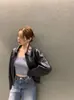 El tamaño ha sido actualizado. Chaqueta casual de solapa retro chic coreana para otoño e invierno, abrigo de cuero, top para mujer 18867