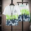 Conjunto de shorts de manga curta para adolescentes, camiseta masculina para estudantes, roupas esportivas de verão para ensino médio, moda masculina