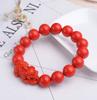 Pulsera de Pixiu Prensado de Cinabrio Imitación para Hombres y Mujeres, Pulsera de Arena Roja Pixiu con Lámina de Oro 6-18mm, Pixiu de Cinabrio al por Mayor