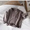 Estilo artístico~Ropa infantil coreana, nueva camiseta casual de manga larga para niños y niñas, top de algodón, camiseta base elástica