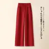 Pantalones Rectos de Lana de Moda para Mujer Invierno Gruesos de Cintura Alta Caídos Pierna Estrecha Pierna Ancha 2026 Nuevos Sueltos Casuales