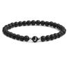 Pulsera Europea y Americana de Ágata Escarchada Negra Natural de 26 Letras, con Cuentas, Cuerda Elástica, Pulsera de Letras, Pulsera Personalizada para Parejas
