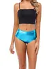 Pantalones Cortos Brillantes Metálicos de Cintura Alta de Venta Caliente Transfronteriza Europeos y Americanos, Ropa de Fiesta de Discoteca y Actuación, Pantalones Cortos Calientes Estampados en Oro