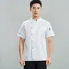 Ropa de Trabajo de Manga Corta para Chef de Verano con Botón de Madera, Delgada y Transpirable, Específica para Catering, Ropa de Cocina para Hotel y Restaurante para Hombres
