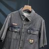 Nueva Camisa de Mezclilla de Manga Corta para Hombre Camisa Casual de Trabajo de Estilo Americano para Hombre Verano Talla Grande Abrigo Camisa de Moda