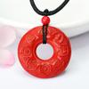 Colgante de Paz de los Ocho Tesoros de Cinabrio de Guan Yu Collar con Colgante de Arena Roja Joyería Transmisión en Vivo Fábrica Mayorista S2032007