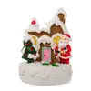 Casa de Pão de Gengibre de Resina de Natal Casa Pequena Papai Noel Boneco de Neve Micro Paisagem Enfeites de Resina Decorações de Natal Enfeites