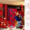 Decoração de Casamento Novo Estilo Chinês Guirlanda com Caractere Dupla Felicidade Parede de Fundo Parede de Fundo de Boas-Vindas para Banquete de Casamento Área para Fotos Suprimentos para Montagem de Ambiente