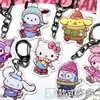 Llavero de Patinaje sobre Hielo Sanrio Estilo Japonés, Colgante Doble Transparente de Acrílico, Lindo Accesorio de Llavero para Mochila de Dibujos Animados