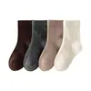 Calcetines infantiles de longitud media para primavera y otoño, calcetines de estudiante en blanco y negro para niños y niñas, algodón peinado, calcetines de invierno para bebé de color liso