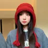 Sombrero de Lana Tejido para Mujer, Dulce y Lindo, Caperucita Roja, con Protección para las Orejas, Cálido y Versátil, Sombrero Pequeño para Bolso