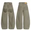 G6890 High Street Americana Retro Neutro High-End Design Desconstruído Calça Casual Solta de Trabalho Scimitar Masculina