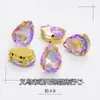 Fundo Dourado Gota d'água Vidro Garra Broca Cor AB Quatro Cantos Gota d'água Costura à Mão Broca diy Roupa Sapatos de Casamento Bolsa Acessórios de Joias