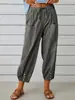 Directo de fábrica, en stock, pantalones cropped de color liso para mujer, con cordón y cintura elástica, estilo harén, disponibles en varios colores, pantalones casuales tipo linterna, envío directo disponible
