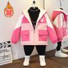 Agasalho de Veludo para Meninas Outono e Inverno 2025 Nova Moda Infantil Estilo Coreano Espessado Casaco Feminino Estilo Inverno Corta-vento