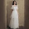 Vestido de Noche Blanco Cumpleaños 2026 Estilo Nuevo Temática Bosque Banquete Socialité Estilo Hada Fluyente Gasa Adelgazante Soñador Largo