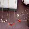 Amor Colgante Pequeño Doble Cara Cuatro Hojas Trébol Collar Lujo Ligero Nicho Femenino Francés Gama Alta Diseño Original Clavícula