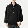 Sudadera de cuello polo de estilo minimalista moderno para hombre, corte holgado, top versátil casual de alta resistencia, nueva colección primavera/otoño