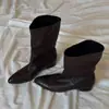 Botas de montar vintage de cuero para mujer con punta fina y que aumentan la altura, botines cortos de cuero suave con caña ancha adelgazantes, botas estilo Martin hasta la rodilla o media pantorrilla