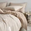 Qualidade A, seguro para bebês, algodão de fibra longa de Xinjiang, conjunto de cama de quatro peças escovado, estilo japonês, 100% algodão, capa de edredom jacquard tingido em fio, algodão puro espessado