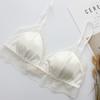 Sutiã de Seda Atacado Triângulo Pequeno Sem Aro de Aço Seda de Amora Renda Fina Lingerie Francesa Feminina Verão
