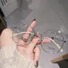Marco Metal Delgado 2024 Caja Negro Moderno Nuevo Estilo Espejo Plano Gafas Anti Luz Azul Gafas de Protección Ocular para Mujer