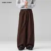 Calça Casual de Piercing Americano Jiamu Retro Vintage de Perna Larga para Homens e Mulheres, Estilo Solto Reto Baggy Unissex Drapeado