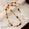 Collar Largo con Piedras Naturales Estilo Maillard para Mujer Cadena de Suéter de Lujo Accesible de Gama Alta Accesorios de Collar Otoño e Invierno Mujer