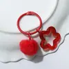 Novo Chaveiro Criativo de Resina Vazada Estrela de Cinco Pontas DIY Acessórios de Joia com Bolas de Pelúcia Coloridas Pingente de Bolsa