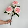 En existencia, flor de simulación, peonía dorada de 3 cabezas, para bodas, auditorio, techo, guía de caminos altos, arte floral, decoración suave, flor