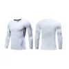 Body de Base de Alta Elasticidade para Uso Externo Masculino Corrida Esportes Ciclismo Secagem Rápida Respirável Estampado Manga Longa Camiseta Top de Treino