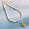 Collar de Perlas Shijia Nuevo Original Colgante de Piedra Preciosa para Mujer Cadena para Clavícula Apilada Estilo Lujo Ligero Moda Joyería al por Mayor