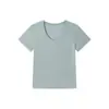 En Stock Camiseta de Huevo de Ganso Tencel Lyocell Lino Tipo Gota Cuello Redondo Tencel Lino Acetato Versátil Minimalista Manga Corta