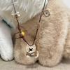 Collar con Cuerda Trenzada y Colgante de Cachorro de Cerámica Lindo para Mujer Cadena Larga de Clavícula Versátil Diseño de Nicho Accesorios de Dibujos Animados