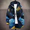 Chaqueta de Invierno Transfronteriza para Hombre con Forro de Felpa Estampado, Engrosada, Cortavientos, Manga Larga, Cremallera, Moda, con Capucha, Corte Holgado
