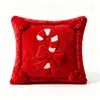 Funda de Almohada Popular Navideña Transfronteriza con Lazo Navideño y Bordado de Estrella de Cinco Puntas, Cojín para Sofá, Funda de Almohada para Decoración del Hogar