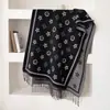 Cachecol Dupla Face Estrela com Franjas Estilo Coreano Relaxado para Mulheres Outono Inverno Simples Versátil Atmosfera Passeio Quente Grande Xale