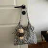 Bolsa de ombro única estilo coreano preguiçosa com cordão grande capacidade para ir ao trabalho, aula, viagem, bolsa de pano retro casual versátil bolsa tote