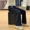 Jeans Negros de Pierna Ancha para Mujer en Otoño e Invierno Nuevo Talla Grande Gorditas Sueltos Caída Look Adelgazante Cintura Alta Pantalones Rectos Estrechos