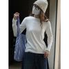 Louvre Outono Novo Estilo Coreano Simples Básico Gola Redonda Cor Sólida Manga Longa Camiseta Slim Fit Casual Top para Mulheres
