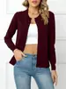 Chaqueta Cardigan 2026 Estilo Nuevo Tejida Ajustada Cuello Redondo Top Verde Manga Larga Adelgazante Suéter de Moda Chaqueta Corta