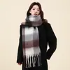 Bufanda de Mohair de Colores Estilo Coreano para Mujer, Chal de Invierno, Versátil con Borlas, Nueva 2026 Bufanda Cálida, Bloques de Color Coloridos