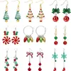 Brincos de Natal Laço Sino Liga Árvore de Natal Papai Noel Conjunto Combinado Brincos de Natal