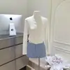 Falda Versátil de Verano Fresca Rayas Azul Claro Estilo Coreano, Falda Lápiz Estilo Traje, Tela Tejida Hecha en Fábrica Azul Claro
