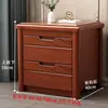 Mesita de noche de madera maciza, estilo chino, diseño simple y moderno, adecuada para dormitorios, con espacio de almacenamiento, un simple gabinete de 3 niveles para la mesita de noche
