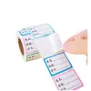 Rollo pequeño de pegatinas impermeables simples con nombre escrito a mano para estudiantes de primaria, autoadhesivas, de color, para notas, etiquetas de clasificación