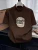 Camiseta de algodón puro de manga corta con cuello semi-alto, elegante y estilosa, para mujer, corte ajustado, casual y versátil, adecuada para otoño